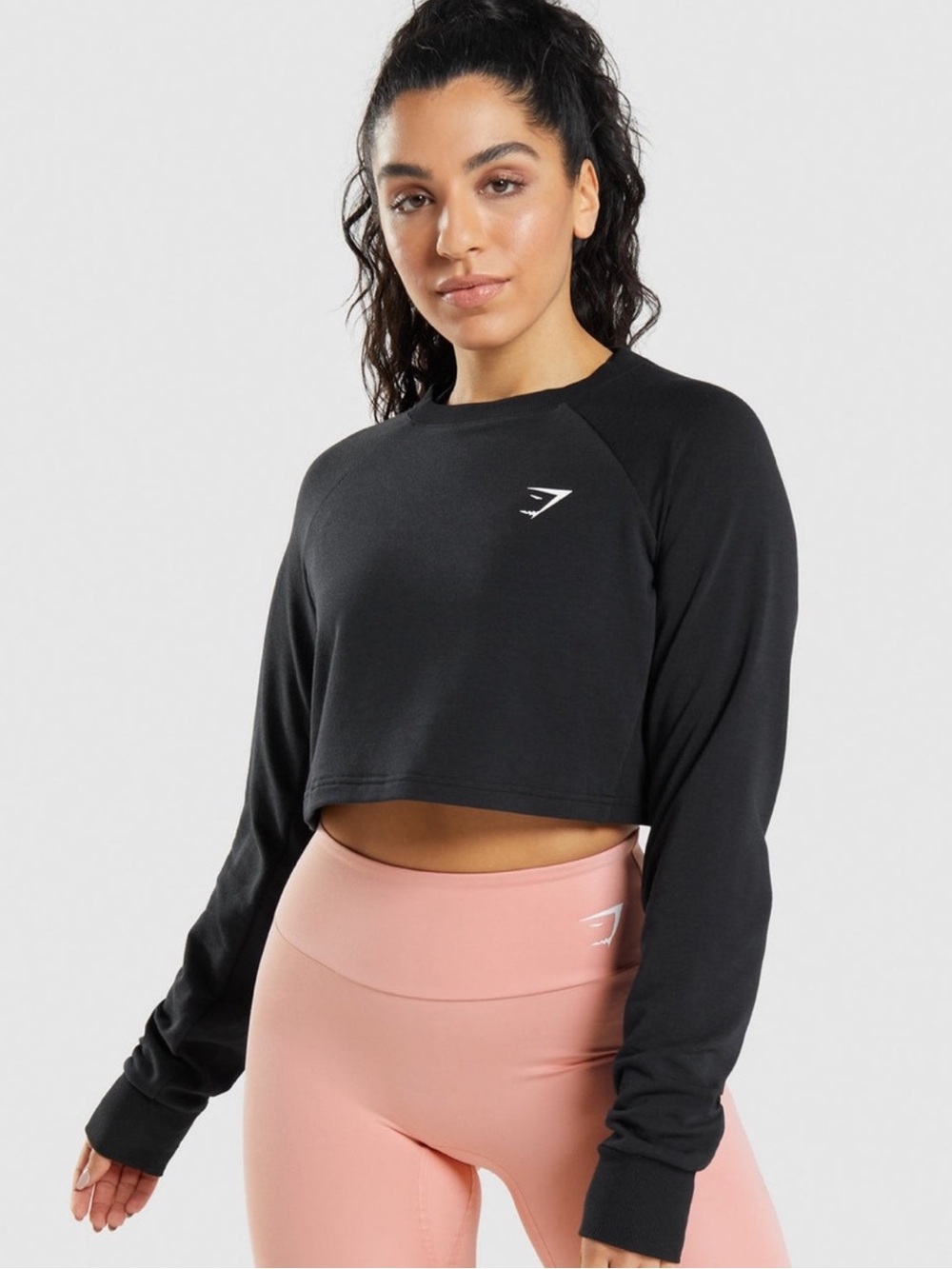 Gymshark Black Cropped Long-Sleeve Training Top